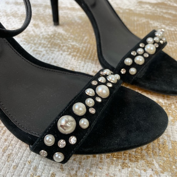 MICHAEL KORS Simone Black Suede Pearl Stud Dress Heels NWOT | Size 9 - Picture 8 of 16